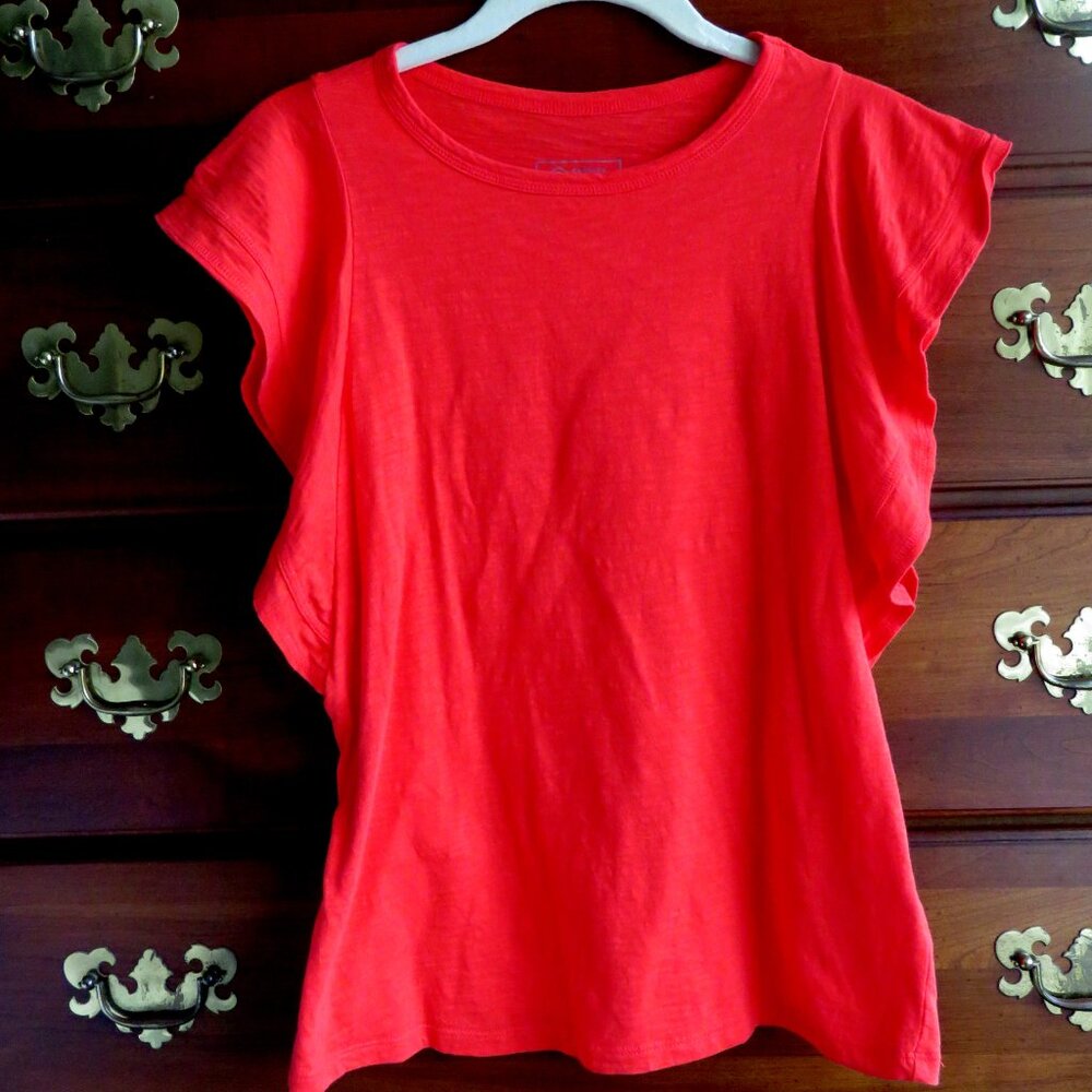 Candace Cameron Bure Breezy Orange 100% Cotton Flutter Cap Sleeve Top Size XXS